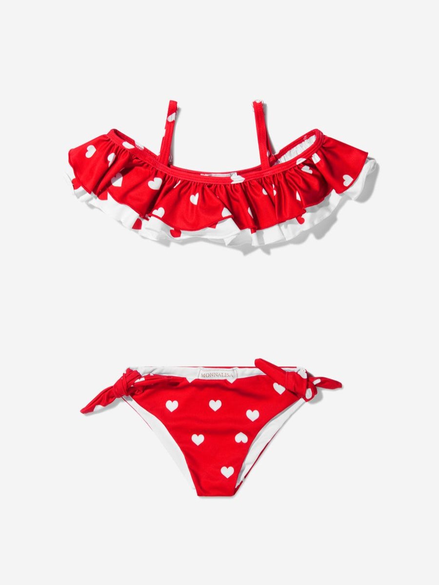 Teen Monnalisa Swimwear | Girls Heart Print Retro Bikini