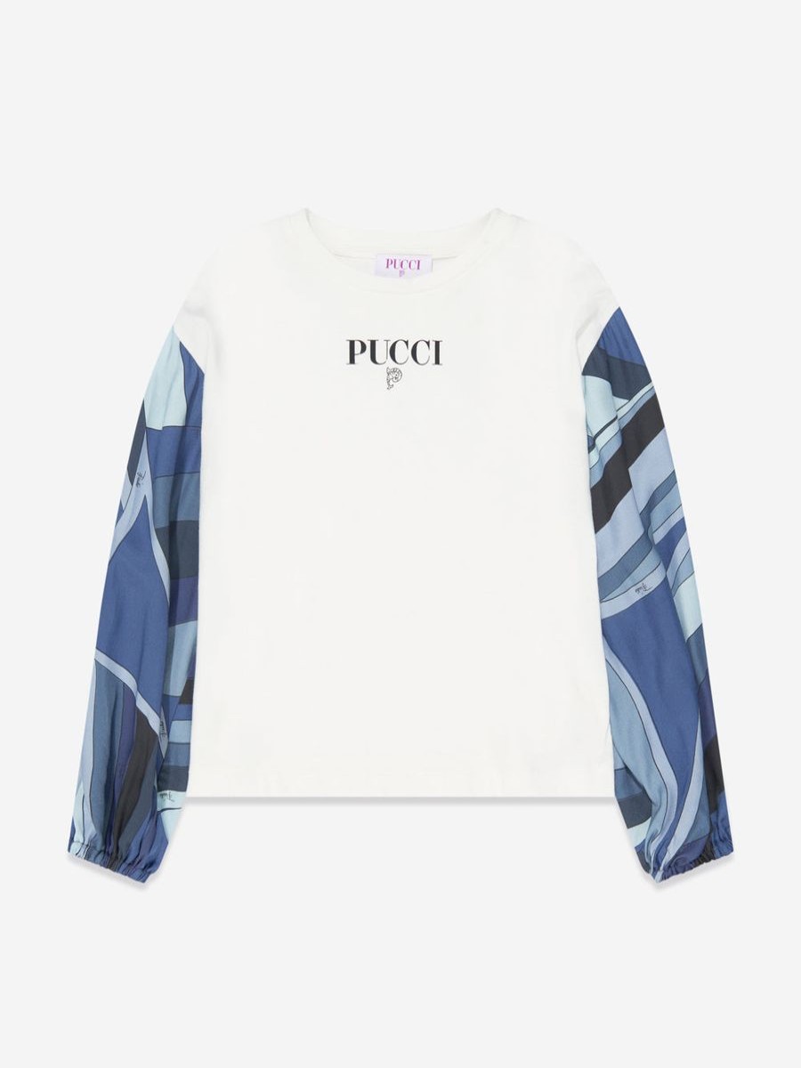 Teen Emilio Pucci Sweatshirts & Hoodies | Girls Long Sleeve T-Shirt In Ivory