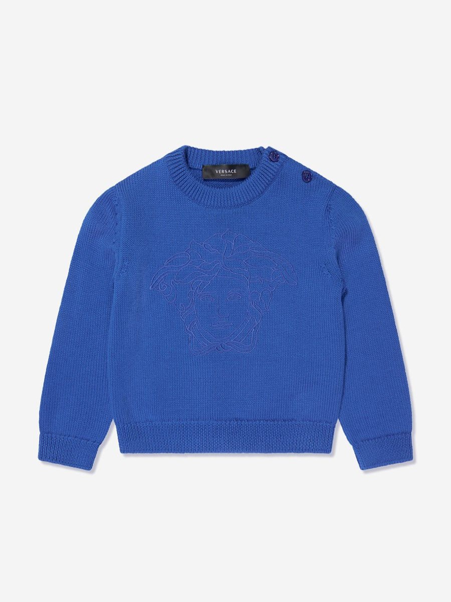 Baby Versace Jumpers & Cardigans | Baby Boys Logo Jumper In Blue