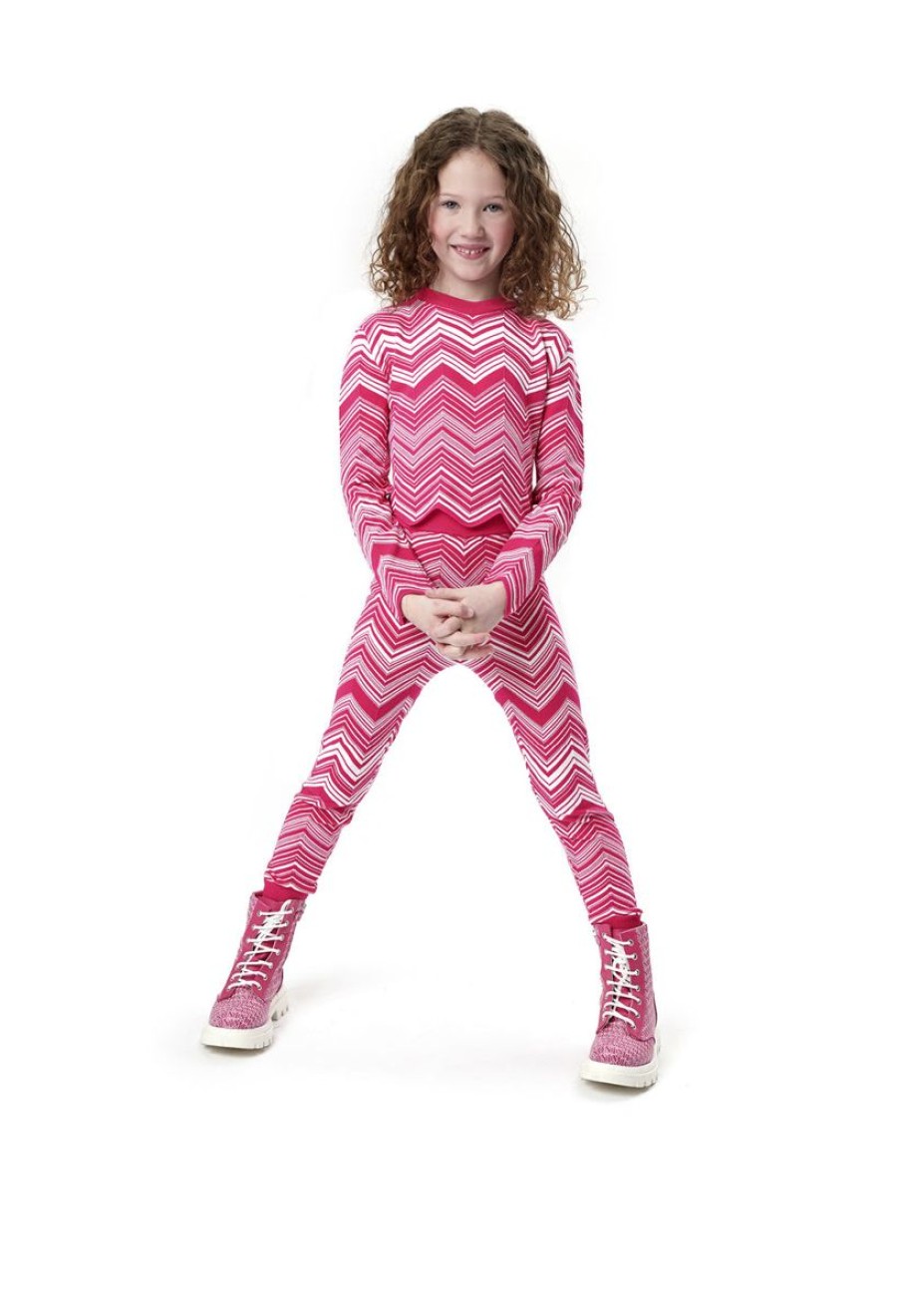 Teen Missoni Sweatshirts & Hoodies | Girls Zigzag Knitted Leggings In Pink