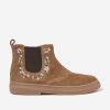 Girls Pom D'Api Boots | Girls Suede Trix Jod Brodi Boots In Beige