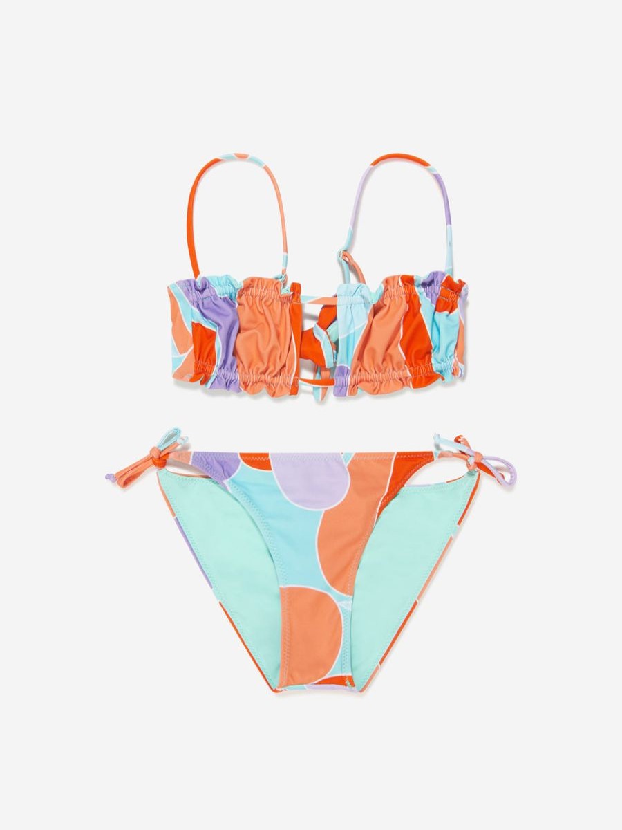 Teen MC2 Saint Barth Swimwear | Girls Bandeau Bikini With Straps In Multicolour