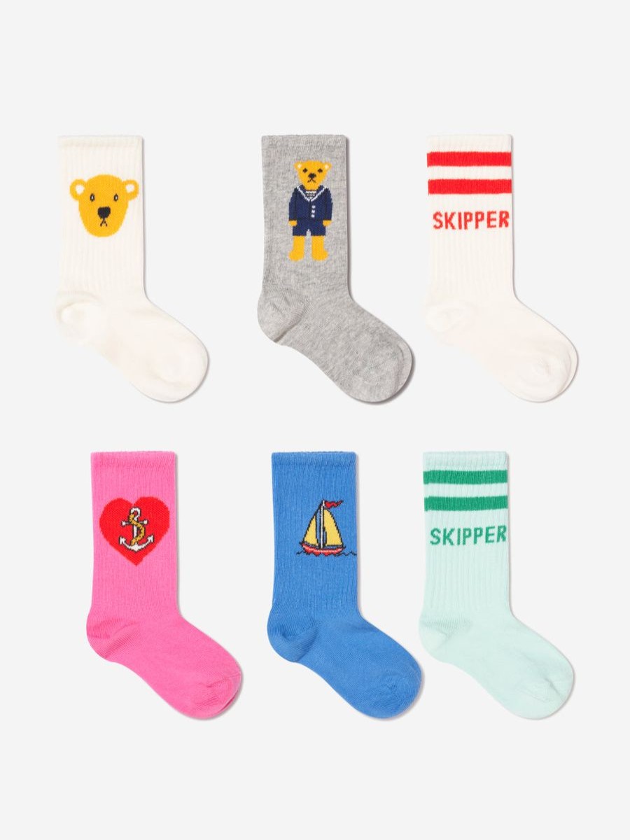 Girls Mini Rodini Socks & Tights | Kids Skipper 6 Pack Socks In Multicolour