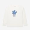 Girls Chloé Tops & T-Shirts | Girls Long Sleeve Flower T-Shirt In Ivory