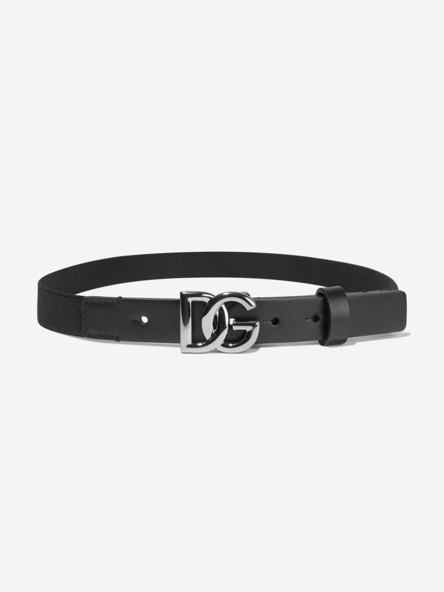 Teen Dolce & Gabbana Kids Accessories | Dolce & Gabbana Kids - Boys Leather Logo Belt In Black | Childsplay Clothing