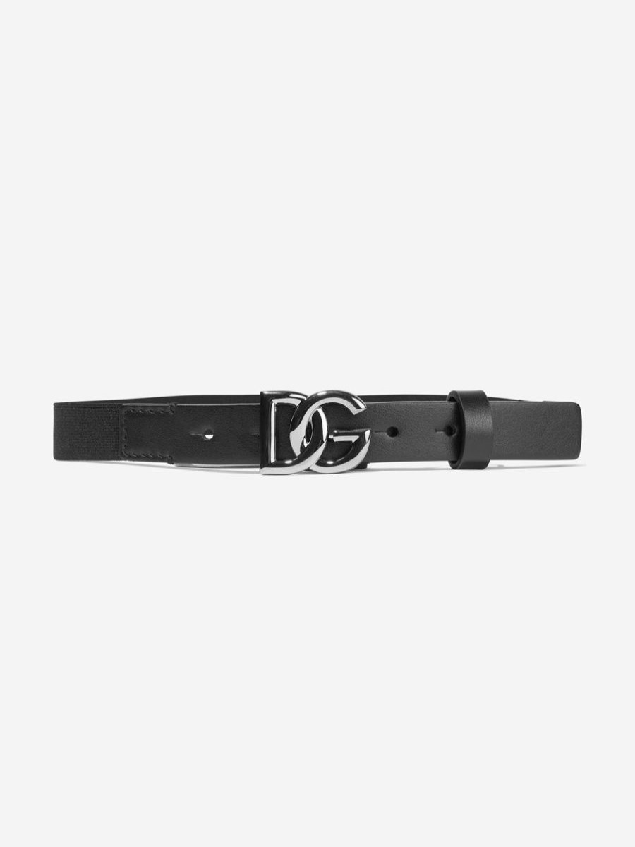 Teen Dolce & Gabbana Kids Accessories | Dolce & Gabbana Kids - Boys Leather Logo Belt In Black | Childsplay Clothing