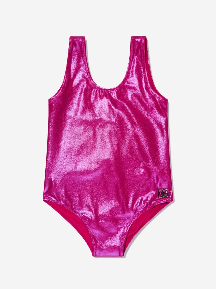 Girls Dolce & Gabbana Kids Swimwear | Girls Metallic Look Swimsuit In Pink