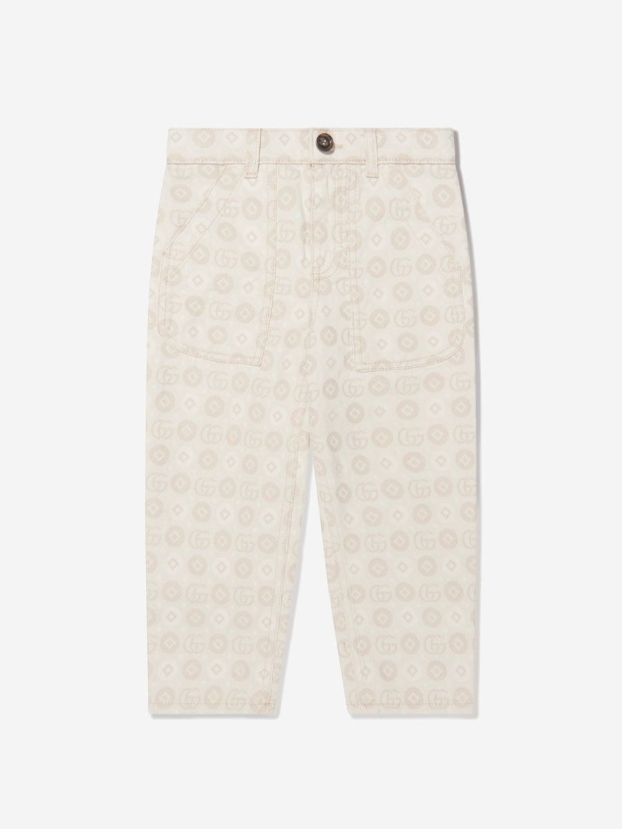 Girls Gucci Kids Jeans | Kids Jacquard Gg Denim Jeans In Ivory