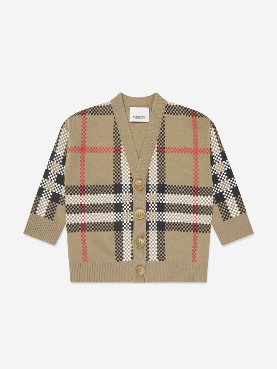 Baby Burberry Kids Jumpers & Cardigans | Baby Boys Johnny Cardigan In Archive Beige Check