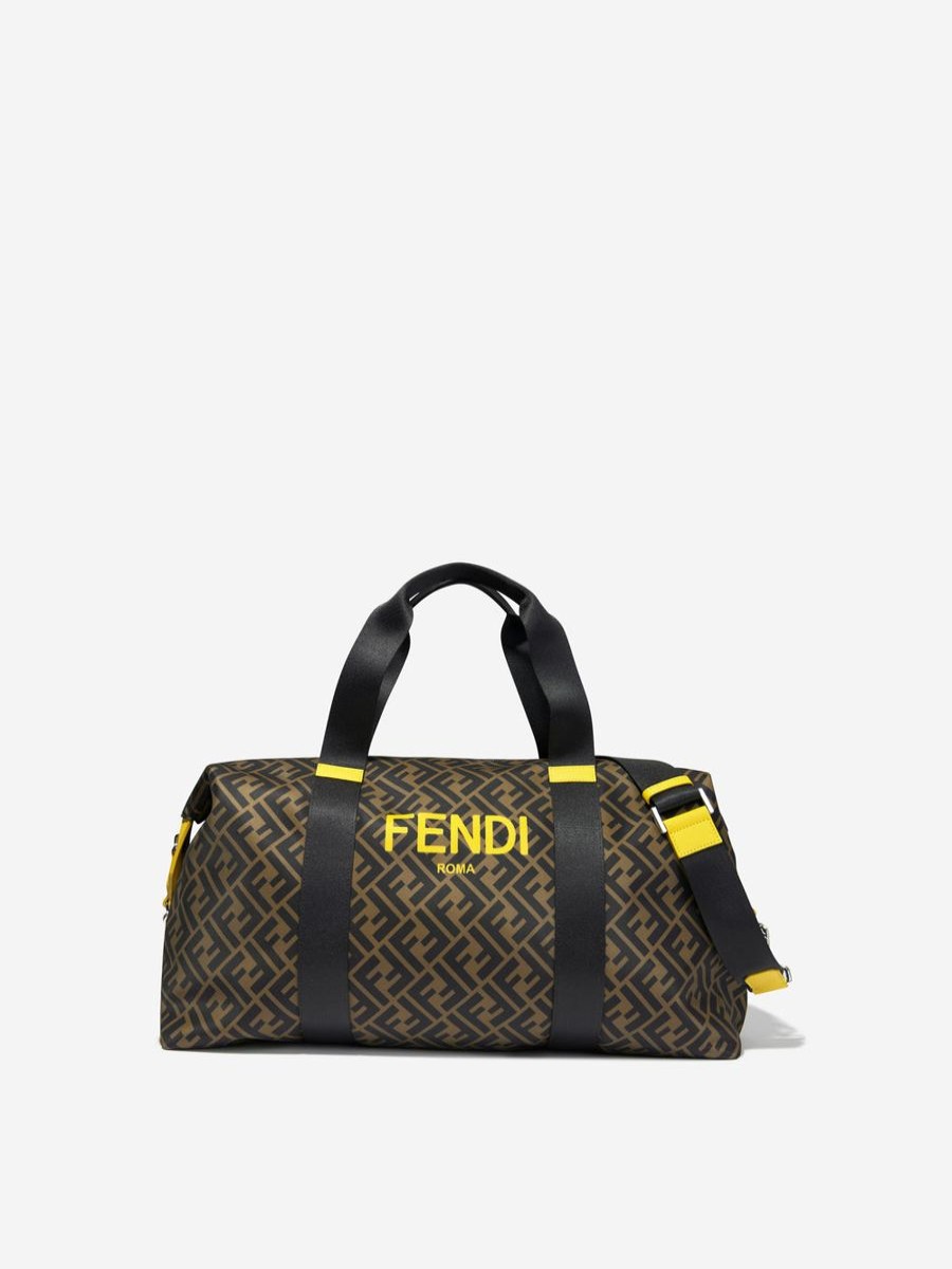 Girls Fendi Kids Bags & Backpacks | Fendi Kids - Kids Ff Logo Gym Bag In Brown | Childsplay Clothing