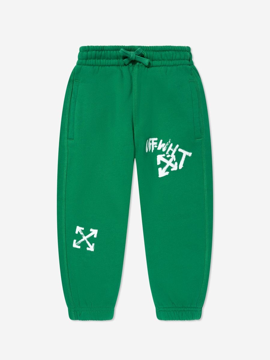 Teen Off-White Shorts | Boys Paint Script Joggers In Green