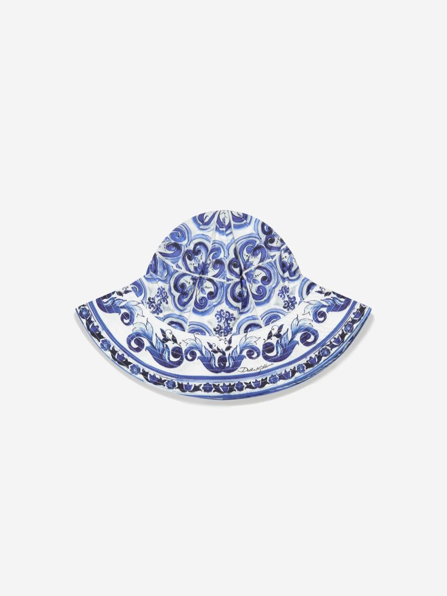 Teen Dolce & Gabbana Kids Accessories | Dolce & Gabbana Kids - Girls Majolica Print Sun Hat | Childsplay Clothing