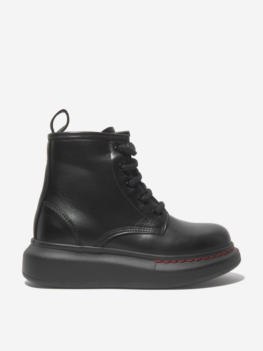 Girls Alexander McQueen Boots | Alexander Mcqueen - Kids Leather Lace Up Chunky Boots | Childsplay Clothing