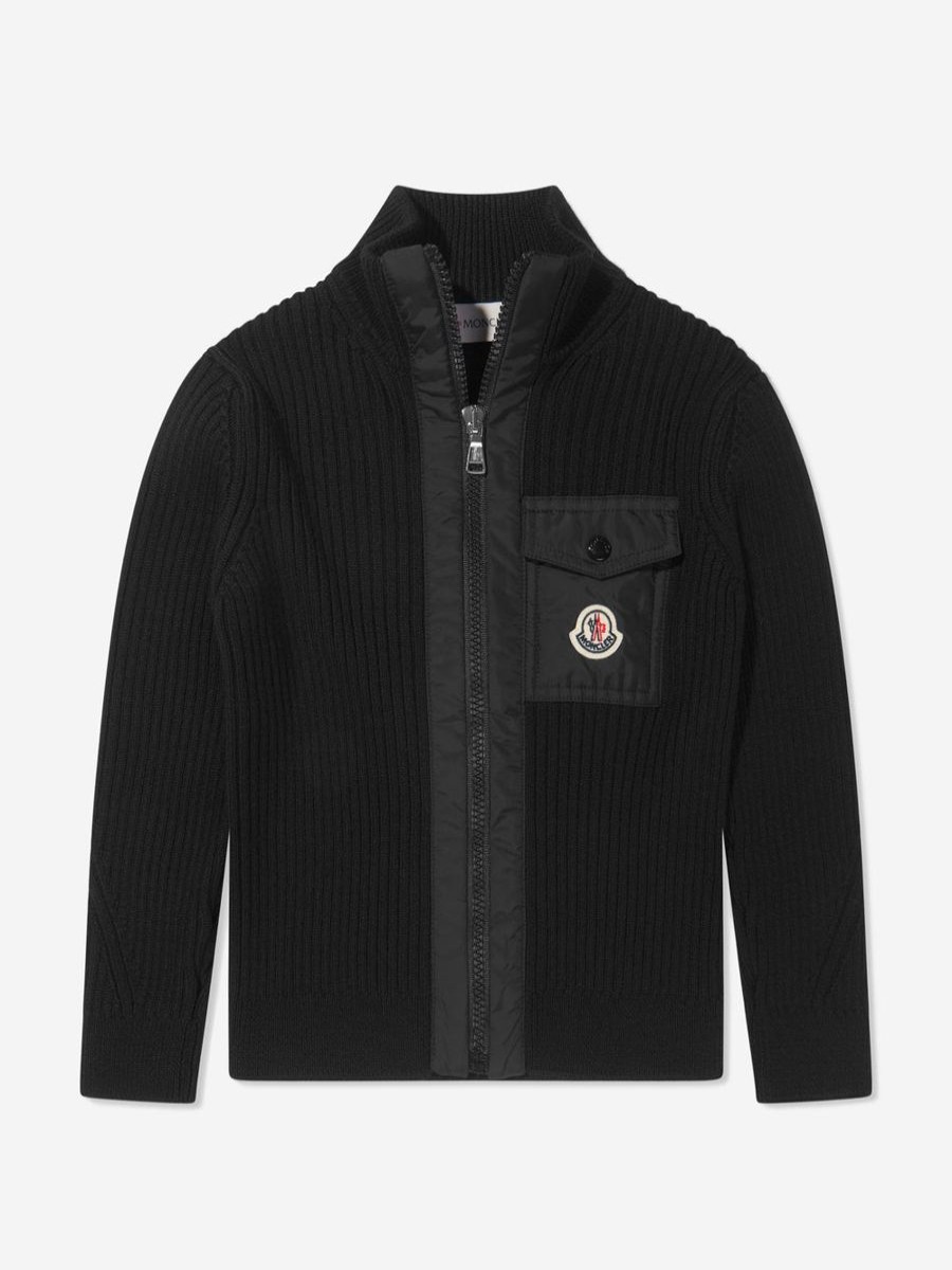 Boys Moncler Enfant Jumpers & Cardigans | Moncler Enfant - Boys Wool Knitted Zip Up Cardigan | Childsplay Clothing