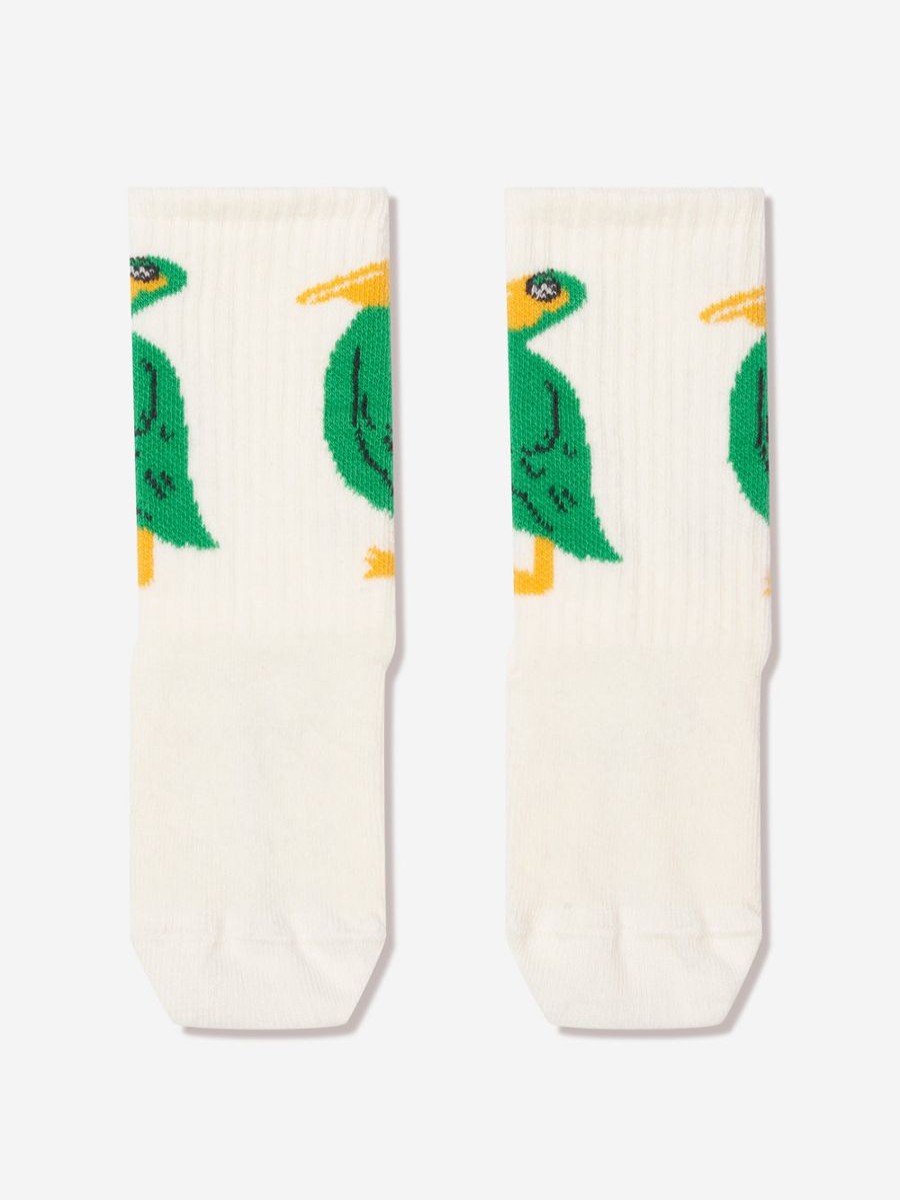 Boys Mini Rodini Socks | Kids Pelican Anti Slip Socks In White