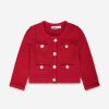 Girls Self Portrait Jumpers & Cardigans | Girls Textured Knit Cardigan In Red