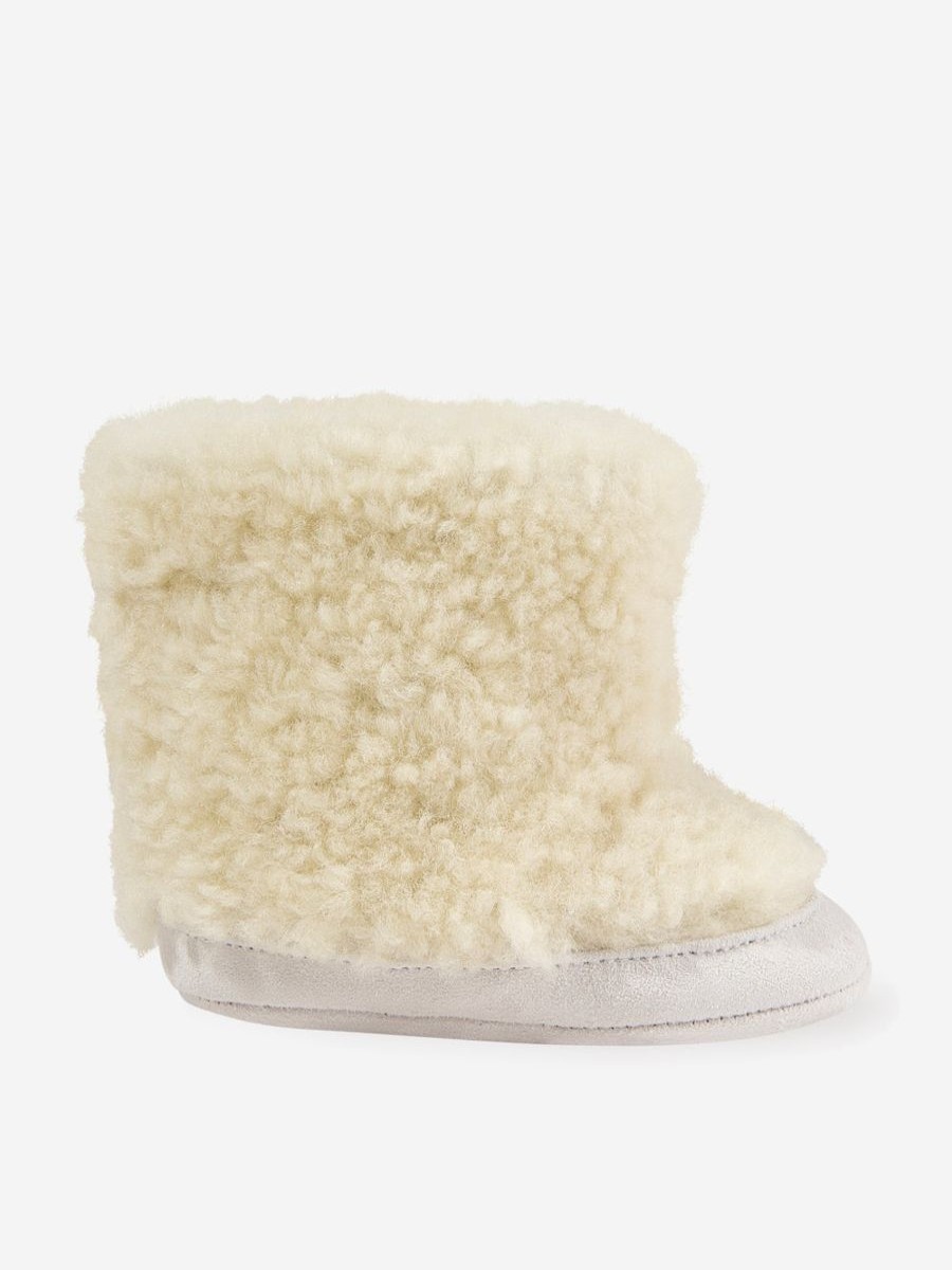 Girls Versace Boots | Baby Sherling And Suede Boots In Ivory