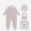 Girls Fendi Kids Babygrows & Rompers | Fendi Kids - Baby Babygrow Gift Set (3 Piece) In Beige | Childsplay Clothing