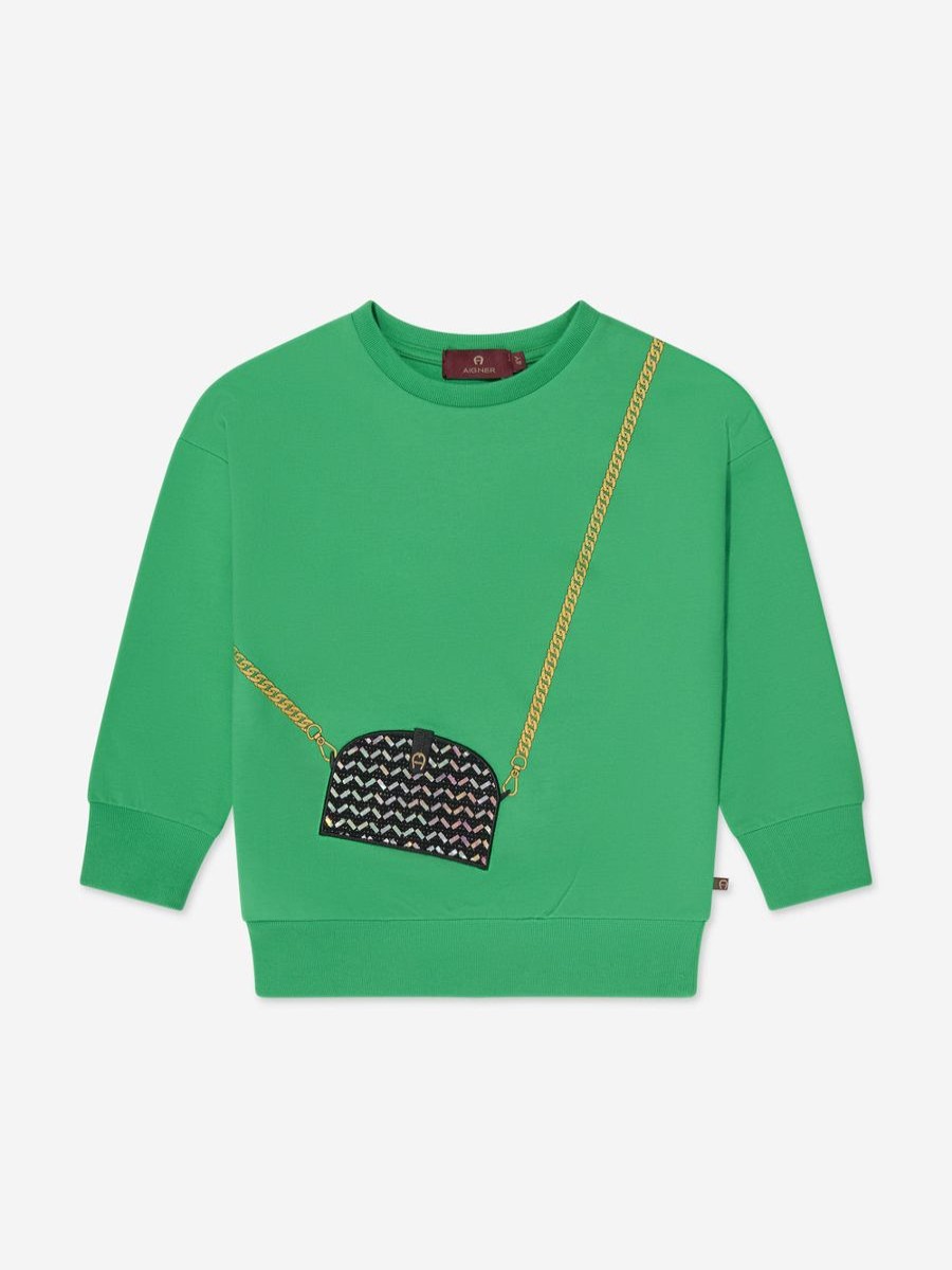 Teen Aigner Underwear | Girls Bag Print Sweatshirt In Green