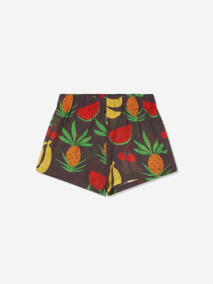 Boys Mini Rodini Shorts | Kids Organic Cotton Fruit Print Shorts In Brown