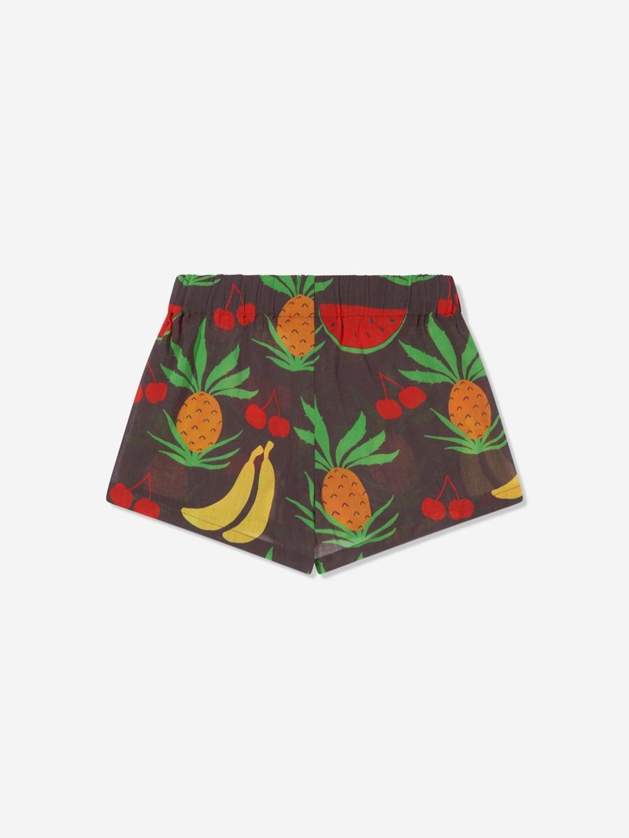 Boys Mini Rodini Shorts | Kids Organic Cotton Fruit Print Shorts In Brown