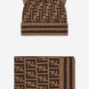 Baby Fendi Kids Accessories | Baby Logo Hat And Scarf Set In Brown