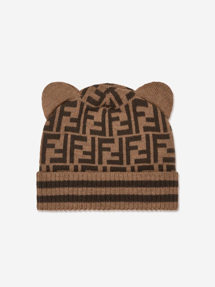 Baby Fendi Kids Accessories | Baby Logo Hat And Scarf Set In Brown