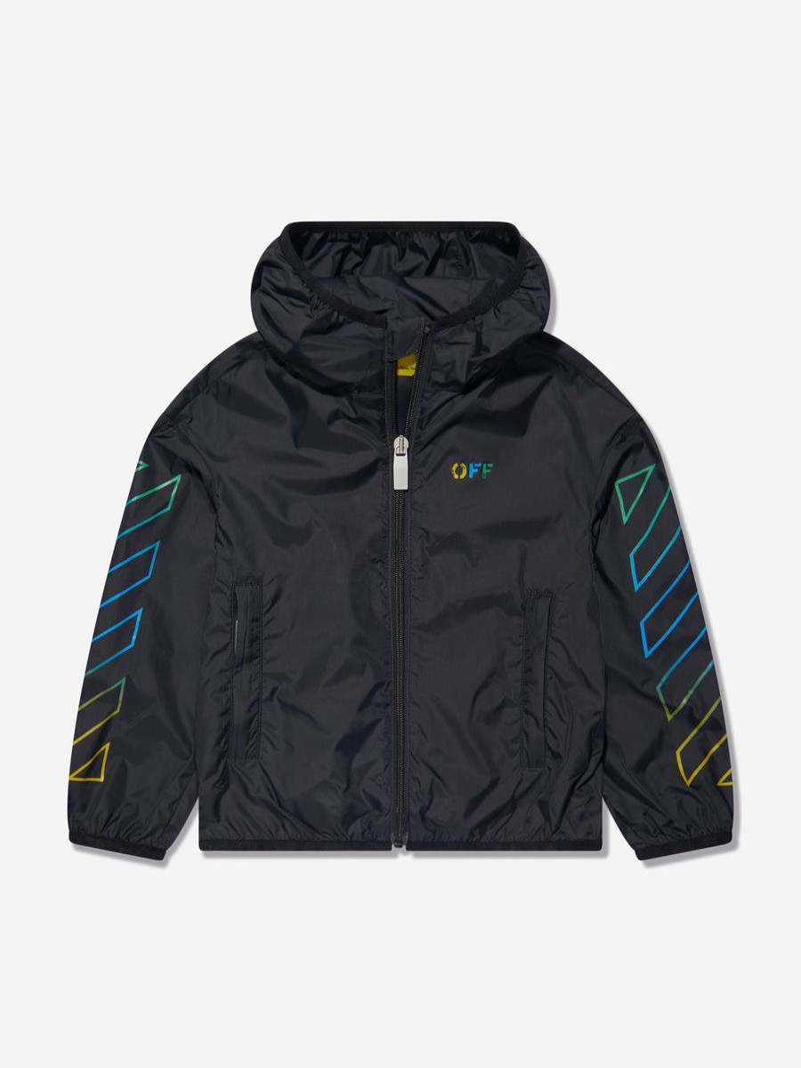 Boys Off-White Coats & Jackets | Kids Arrow Rainbow Windbreaker In Black