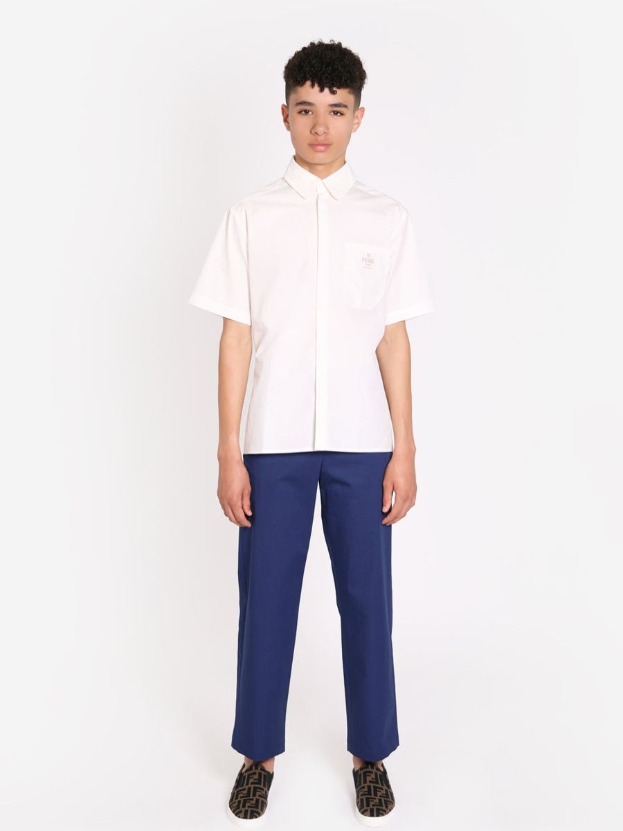 Boys Fendi Kids Trousers | Fendi Kids - Boys Gabardine Stretch Trousers In Navy | Childsplay Clothing