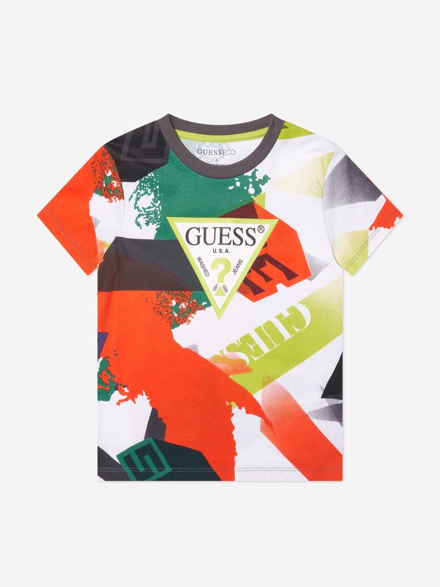 Boys Guess T-Shirts & Tops | Boys Geometric Print T-Shirt In Multicolour