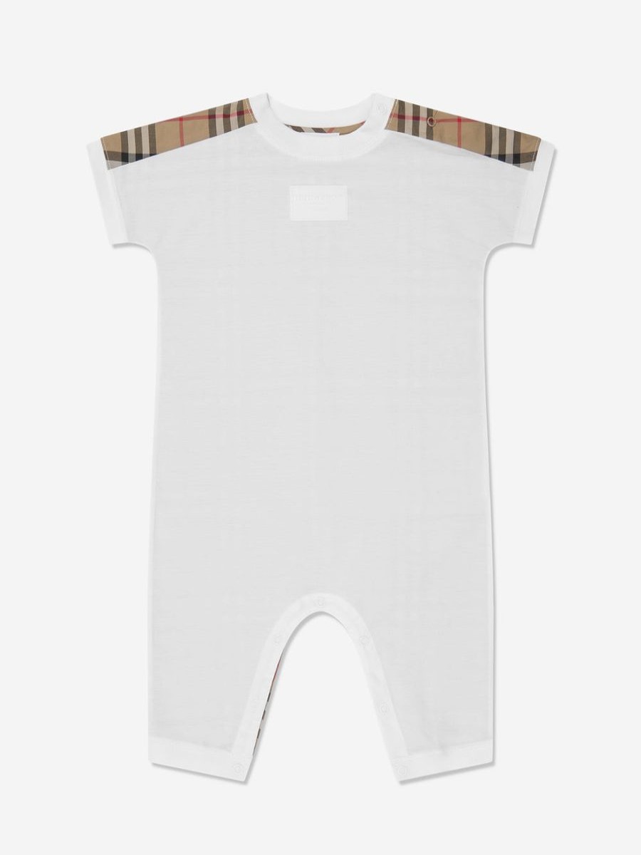 Boys Burberry Kids Babygrows & Rompers | Baby Lennox Romper Set In White