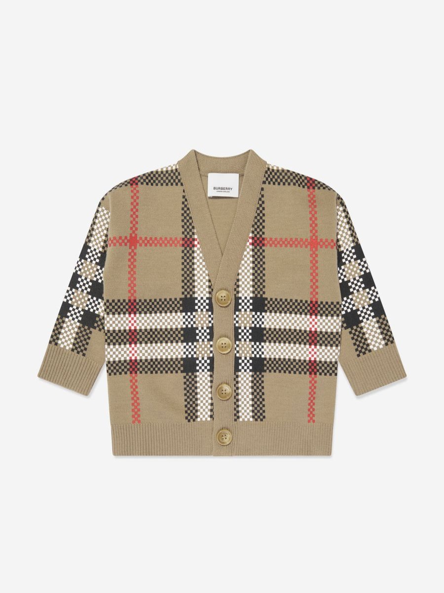 Boys Burberry Kids Jumpers & Cardigans | Baby Boys Johnny Cardigan In Archive Beige Check