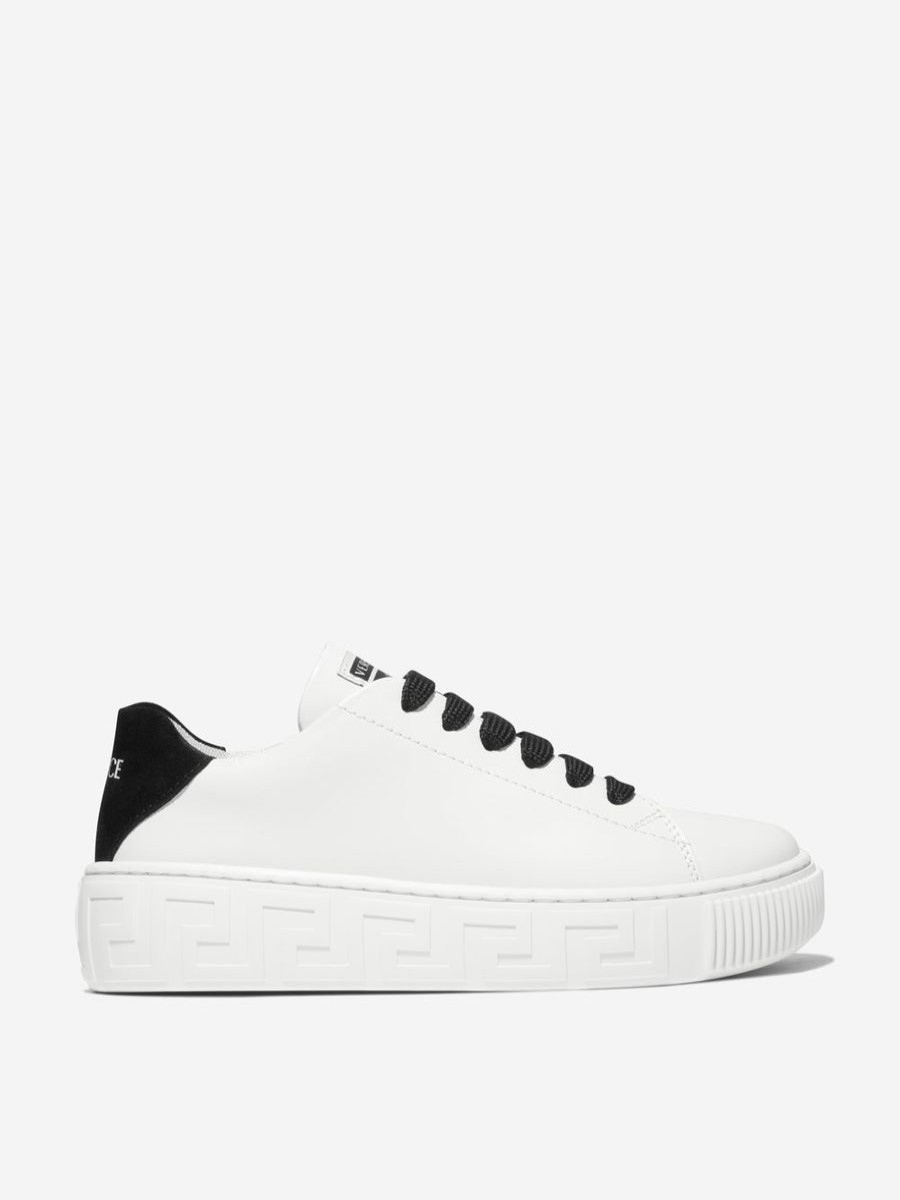 Girls Versace Sneakers | Kids Leather Logo Trainers In White