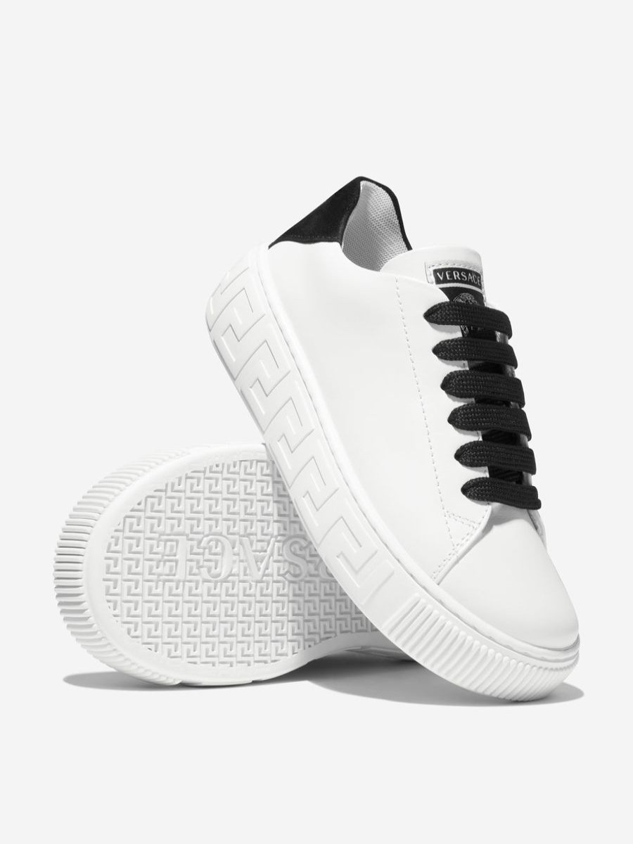 Girls Versace Sneakers | Kids Leather Logo Trainers In White