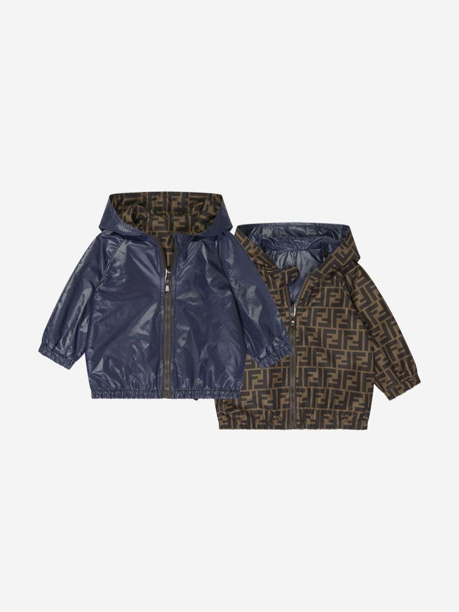 Baby Fendi Kids Coats & Jackets | Baby Boys Reversible Ff K-Way Jacket In Blue