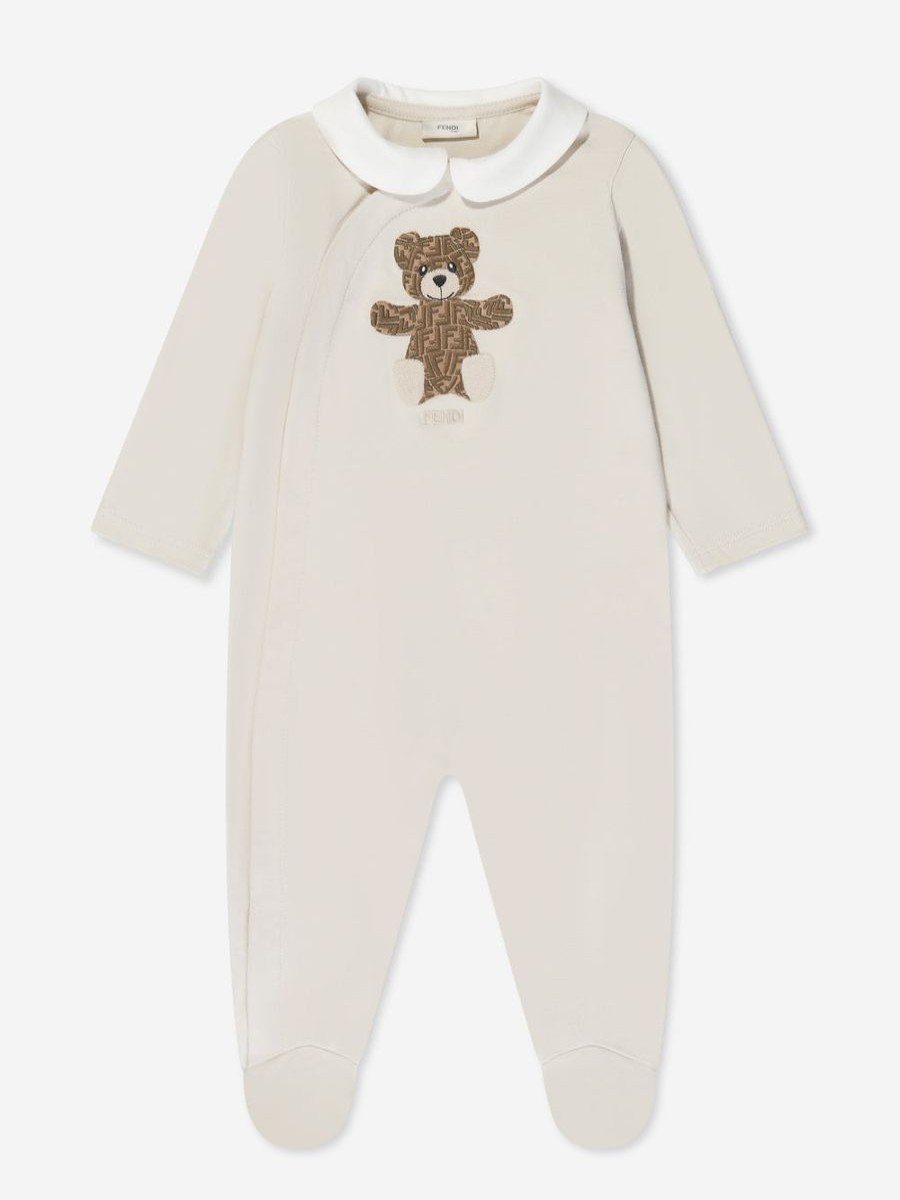 Baby Fendi Kids Outfits & Sets | Fendi Kids - Baby Bear Babygrow Gift Set (2 Piece) In Beige | Childsplay Clothing