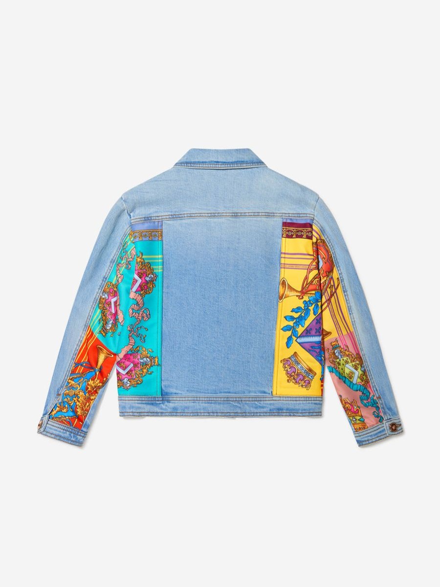 Girls Versace Coats & Jackets | Girls Cotton Royalty Print Denim Jacket