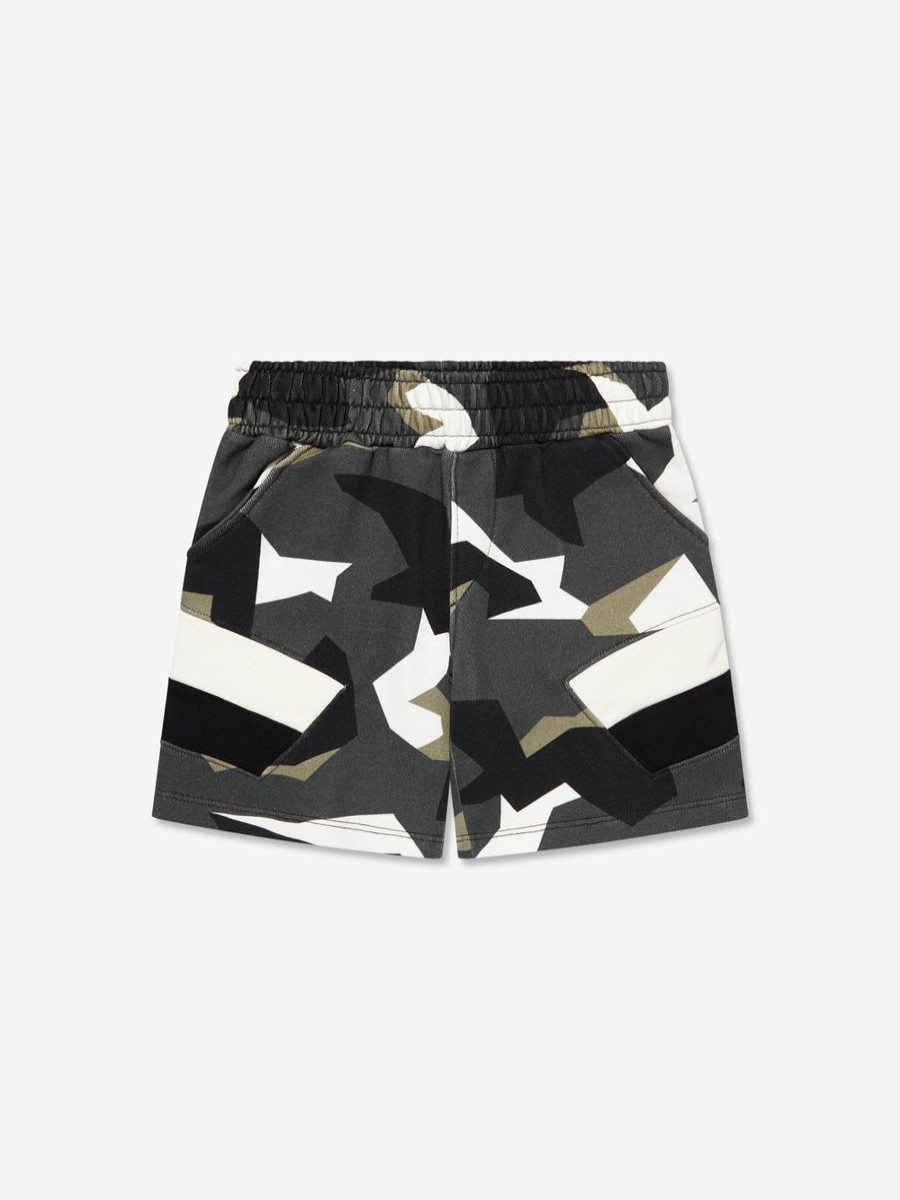 Boys Neil Barrett Shorts | Boys Geometric Camo Shorts In Grey