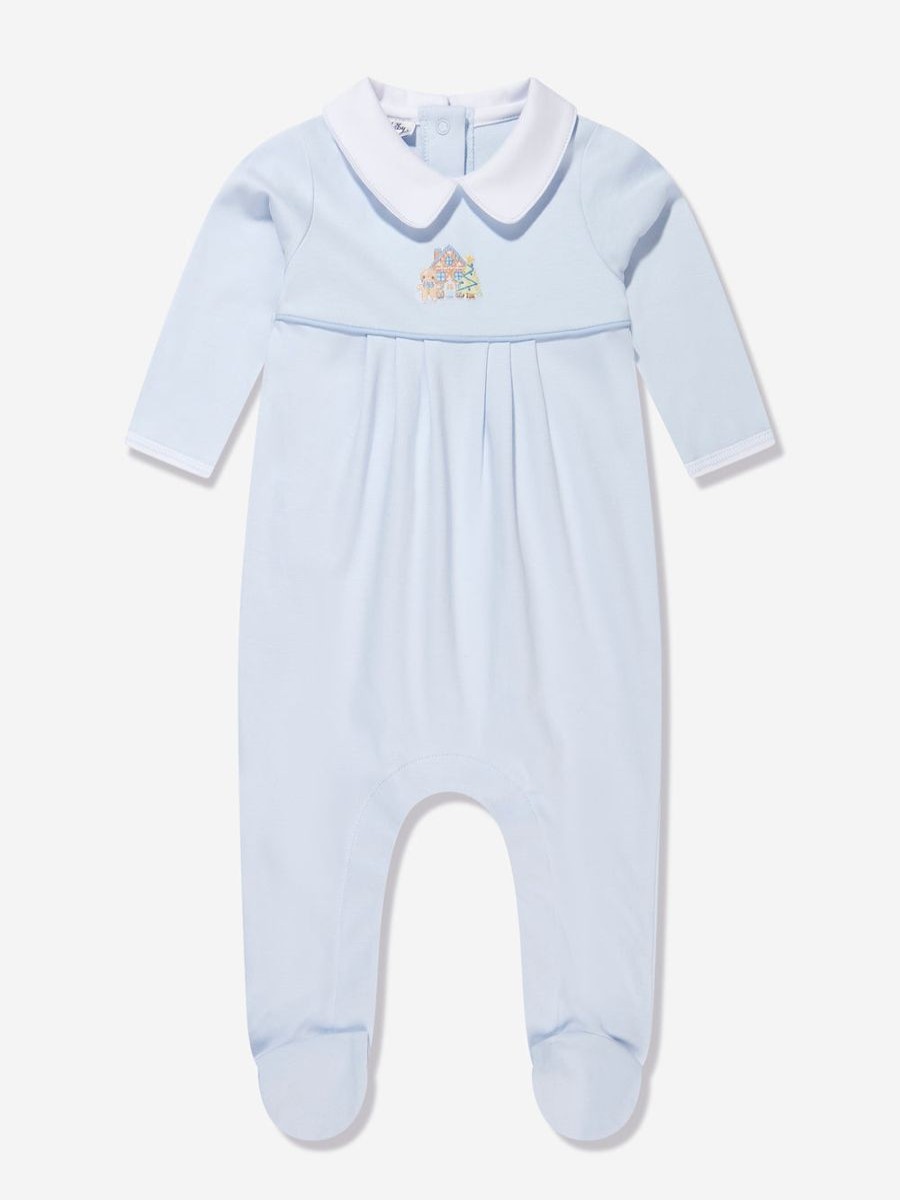 Boys Magnolia Baby Babygrows & Rompers | Baby Boys Sweet Gingerbread Collared Babygrow In Blue