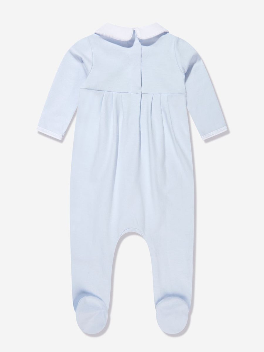 Boys Magnolia Baby Babygrows & Rompers | Baby Boys Sweet Gingerbread Collared Babygrow In Blue