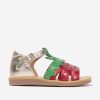 Baby Pom D'Api Shoes | Girls Leather Poppy Strawberry Sandals In Gold