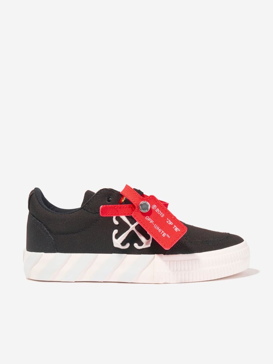 Boys Off-White Sneakers | Kids Vulcanised Lace Up Trainers In Black