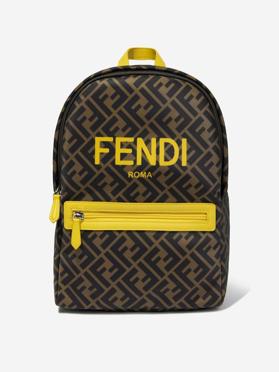 Boys Fendi Kids Bags & Backpacks | Fendi Kids - Kids Ff Logo Backpack In Brown | Childsplay Clothing