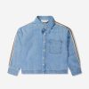 Boys Palm Angels Shirts | Boys Track Chambray Oversized Shirt In Blue