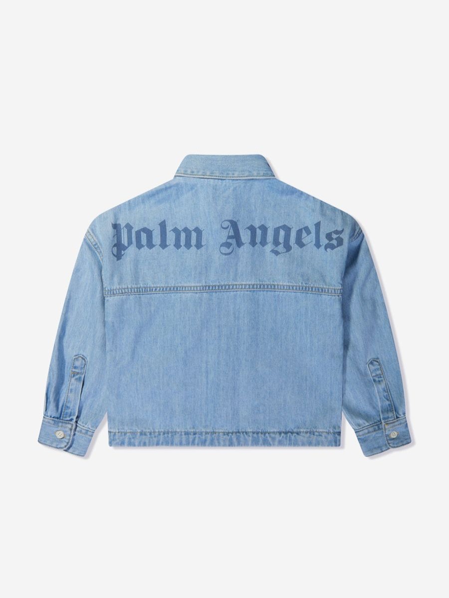 Boys Palm Angels Shirts | Boys Track Chambray Oversized Shirt In Blue