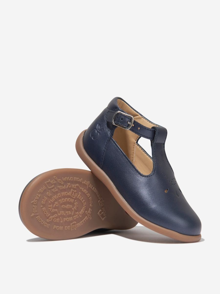 Baby Pom D'Api Shoes | Baby Boys Leather Stand-Up Salome Booties In Navy