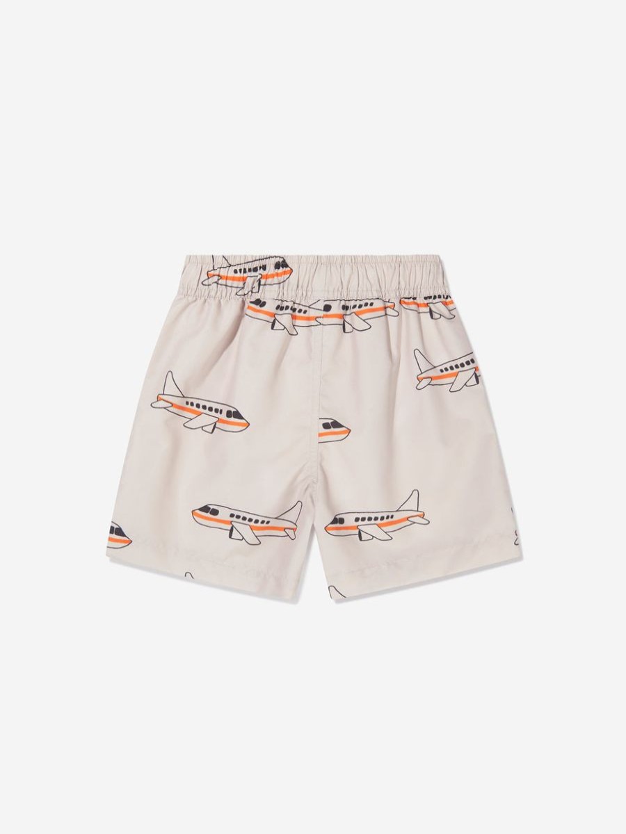 Boys Mini Rodini Swimwear | Boys Airplane Print Swim Shorts In Grey