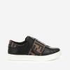 Boys Fendi Kids Sneakers | Fendi Kids - Fendi Kids White & Brown Leather Ff Logo Trainers |Eu Childsplay Clothing