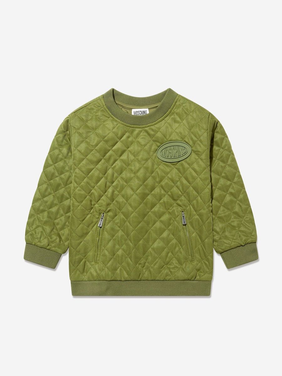 Teen Moschino Kids Underwear | Boys Quilted Sweatshirt In Green