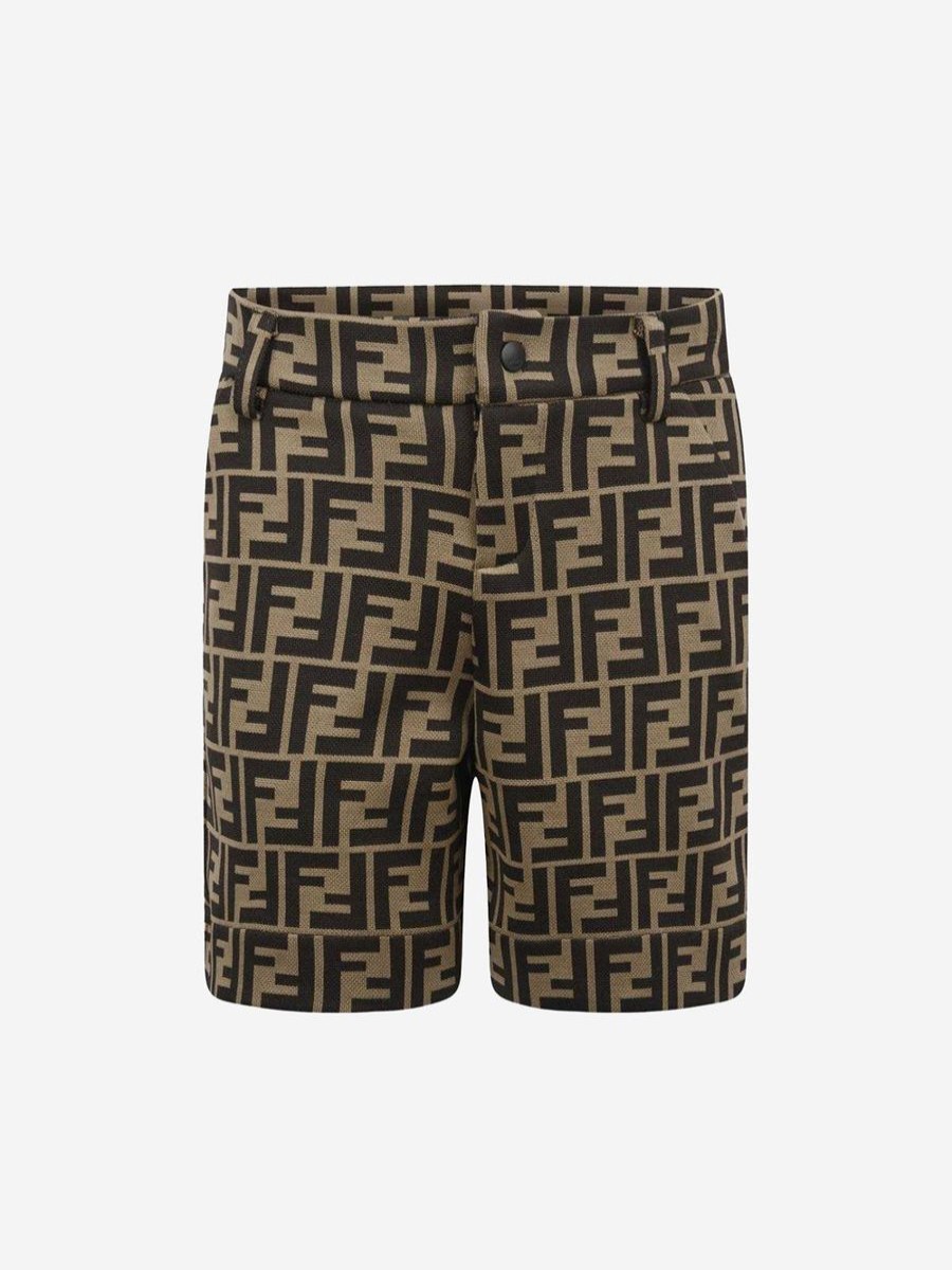 Boys Fendi Kids Underwear | Fendi Kids - Baby Boys Ff Logo Trousers In Brown | Childsplay Clothing